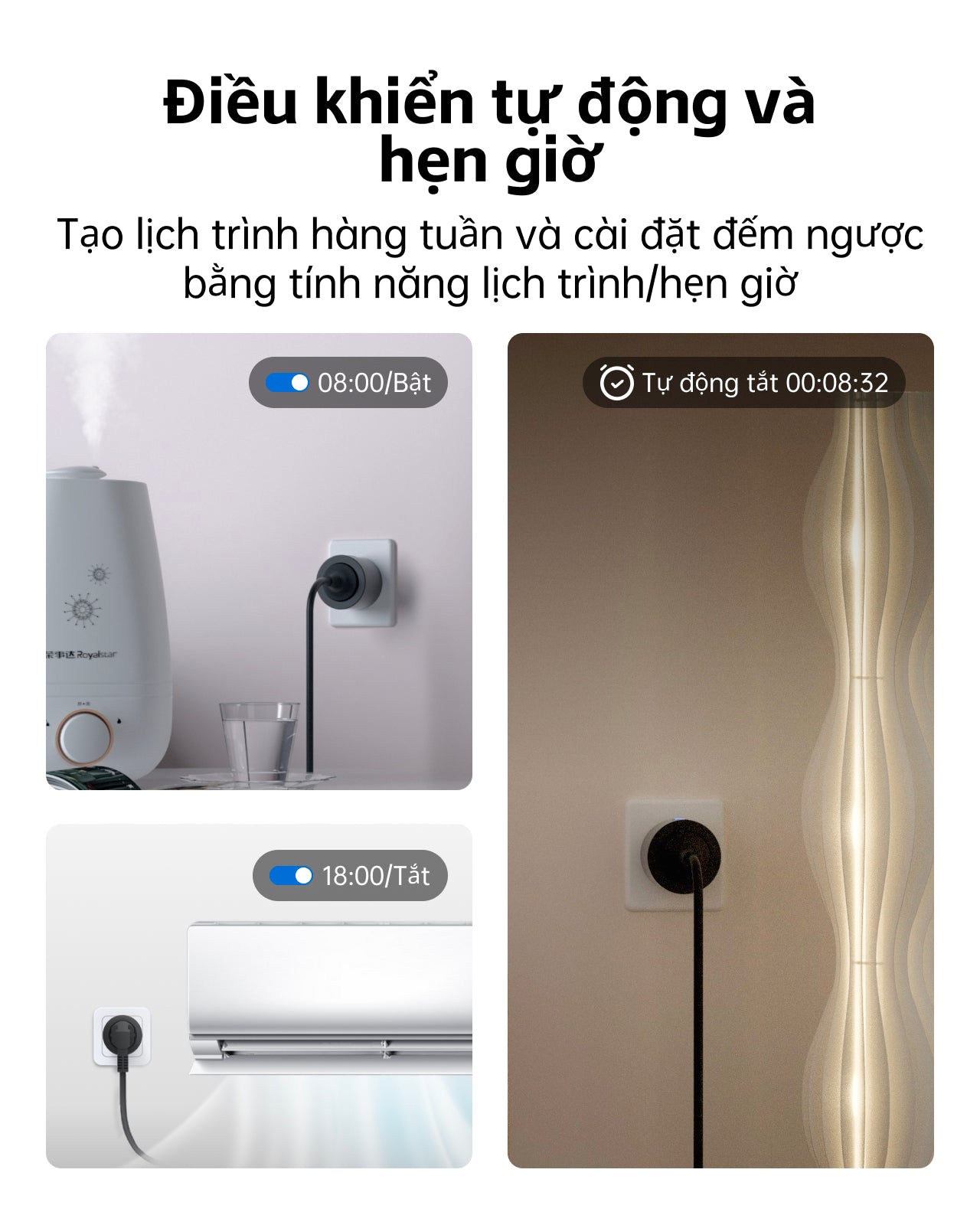 Ổ cắm điện thông minh AWERAY C2-EU phù hợp với máy tính Việt Nam và hoạt động khi kết nối với 2.4GWifi. Bạn có thể sử dụng AweSun Remote APP để bật máy tính từ xa khi ở ngoài trời. Nó có các chức năng như hẹn giờ, đếm ngược, thống kê nguồn điện.