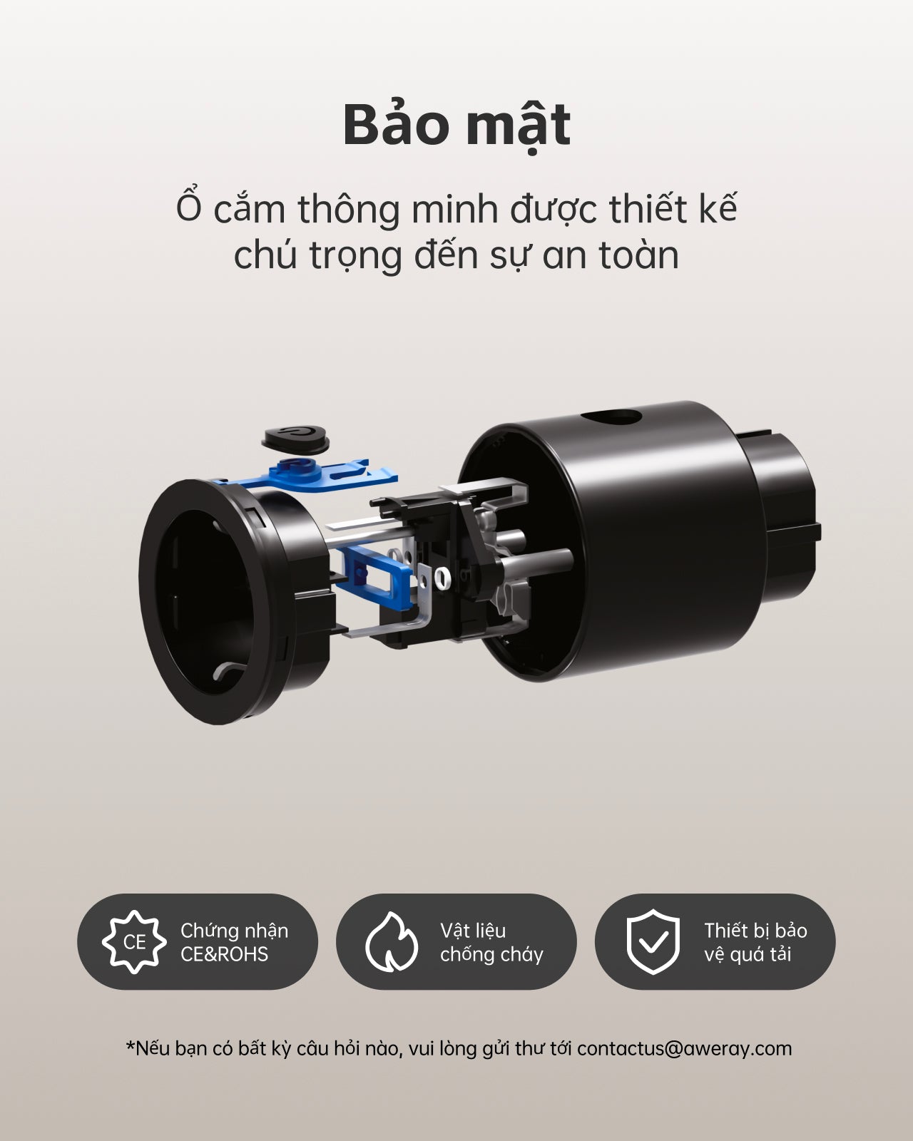 Ổ cắm điện thông minh AWERAY C2-EU phù hợp với máy tính Việt Nam và hoạt động khi kết nối với 2.4GWifi. Bạn có thể sử dụng AweSun Remote APP để bật máy tính từ xa khi ở ngoài trời. Nó có các chức năng như hẹn giờ, đếm ngược, thống kê nguồn điện.